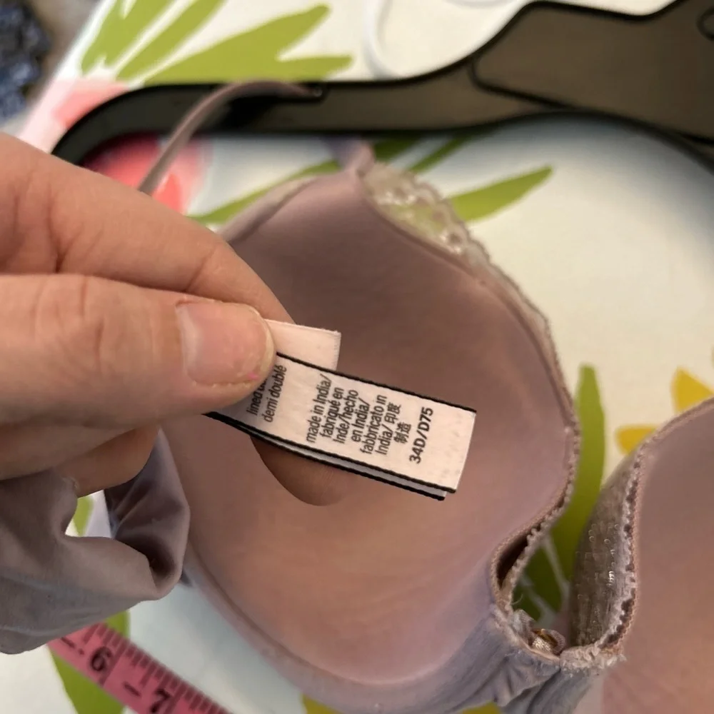 Victoria's Secret 34D mauve, pink and silver, wired padded push-up bra